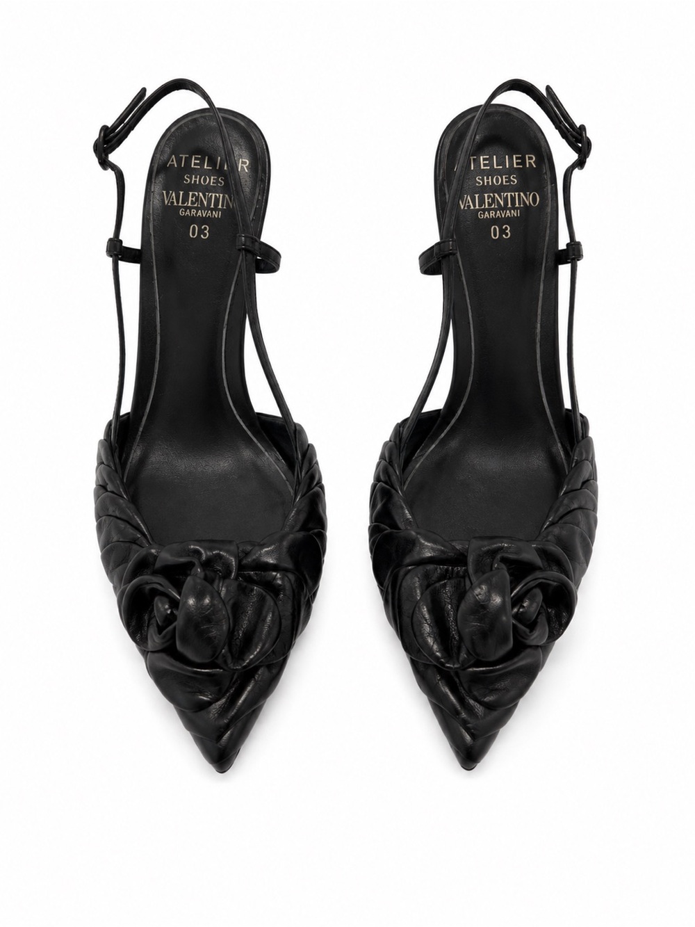 Valentino Garavani 03 Rose Edition Atelier Leather Slingback Pointed Heels